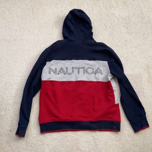 Large Nautica Red/Silver/Blue Hoodie - Picture 5 of 5